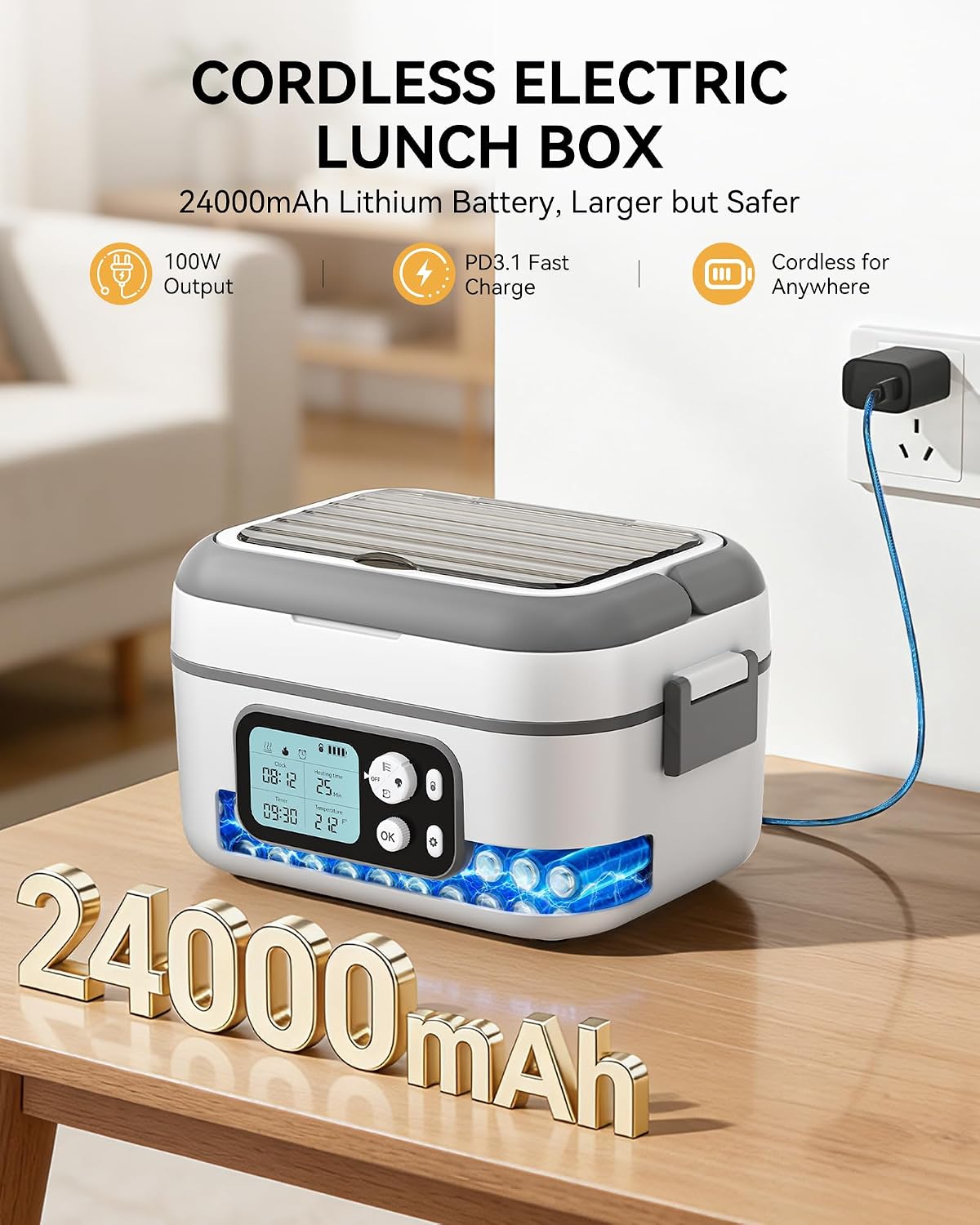 Yofidra Kabellose, beheizte Lunchbox - 24.000 mAh, 100 W