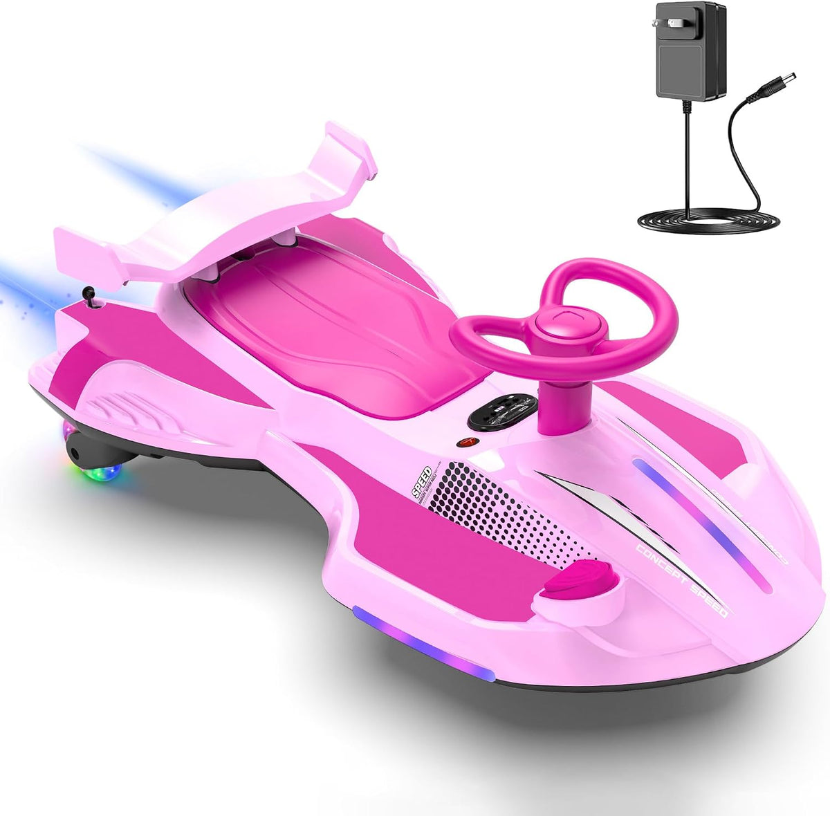 CANKETEC 12V Elektrisches Wiggle Car für Kinder - Rosa, ab 3 Jahren