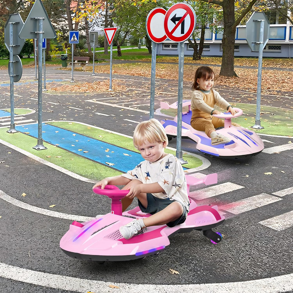 CANKETEC 12V Elektrisches Wiggle Car für Kinder - Rosa, ab 3 Jahren