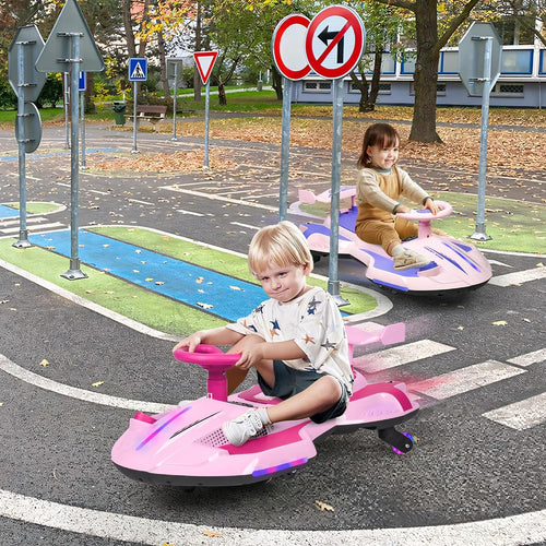 CANKETEC 12V Elektrisches Wiggle Car für Kinder - Rosa, ab 3 Jahren